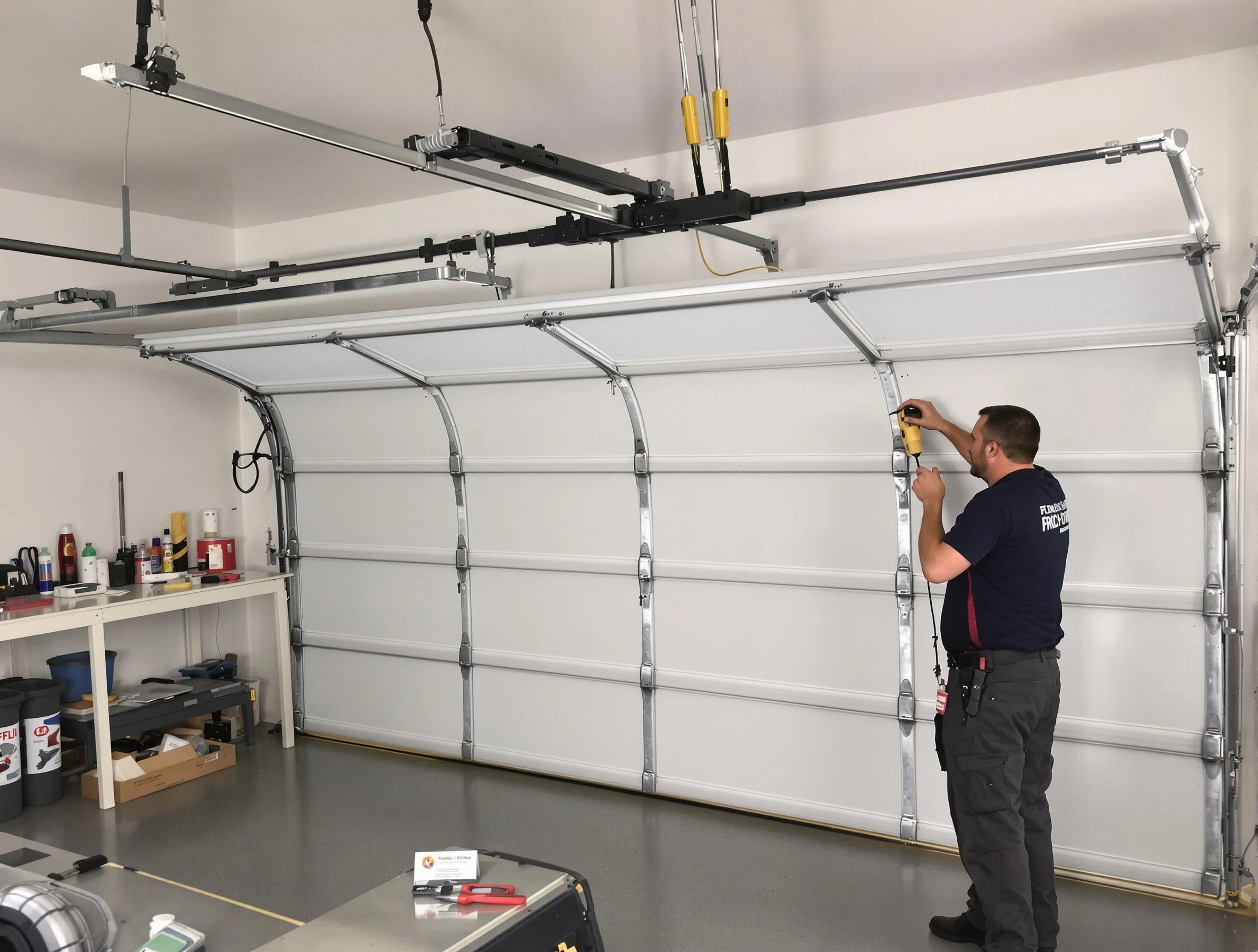 The Pinery Garage Door Repair certified technician performing overhead door system repair in The Pinery