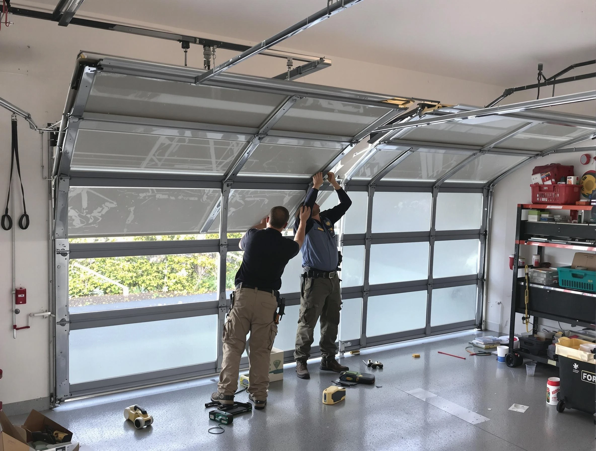 The Pinery Garage Door Repair expert performing precise panel replacement on The Pinery garage door